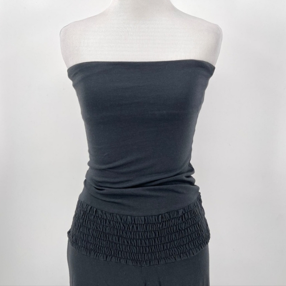 **sale** Enza Costa Jumpsuit Women's Charcoal Strapless Wide-leg Cotton NWT